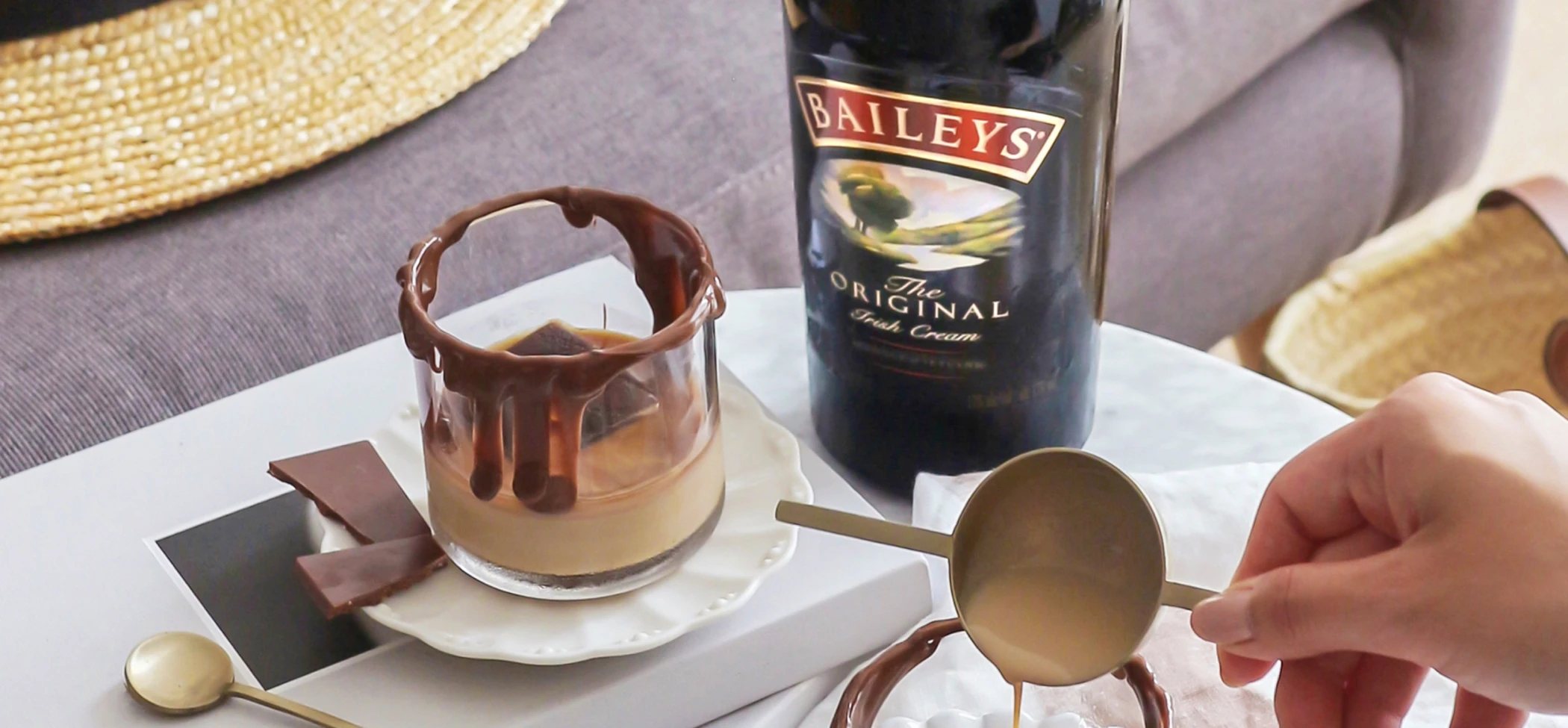 Baileys cream liqueur and a warm coffee serve